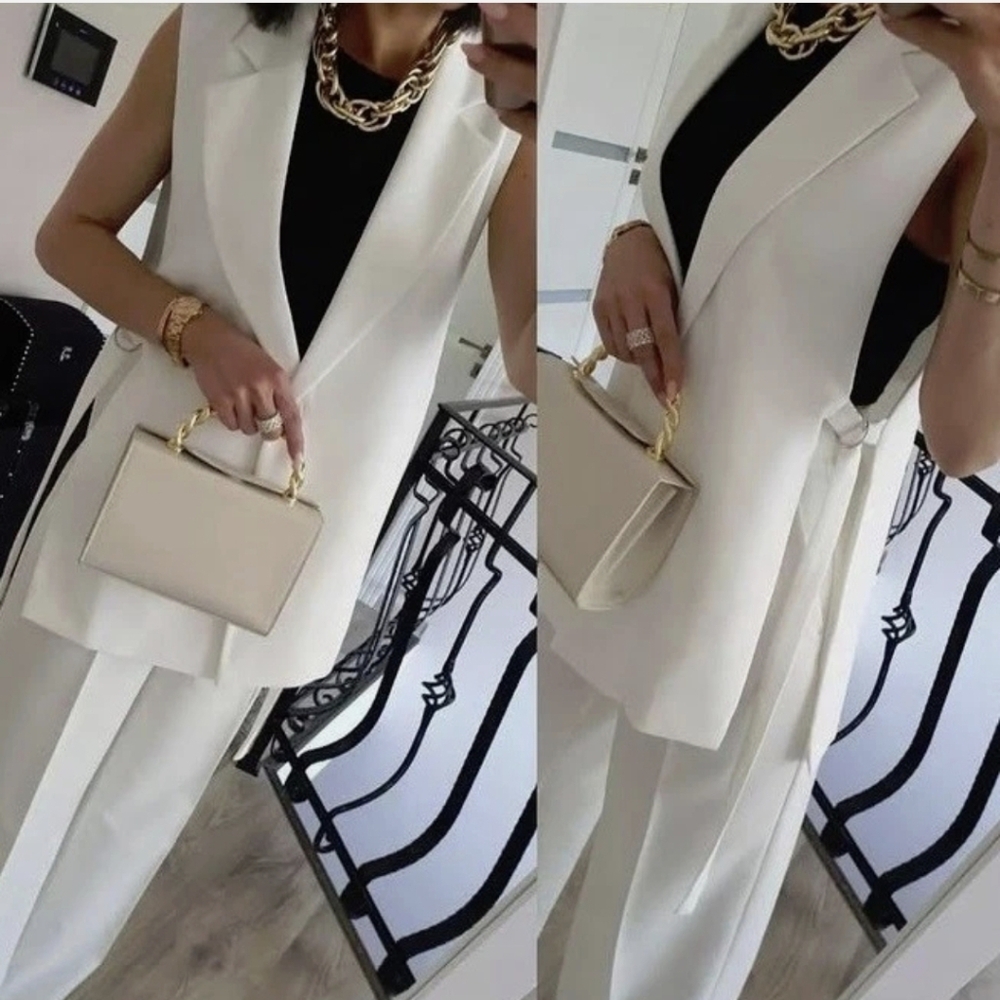 ZARA Waistcoat Vest Blazer With Vent Size S - Picture 8 of 16